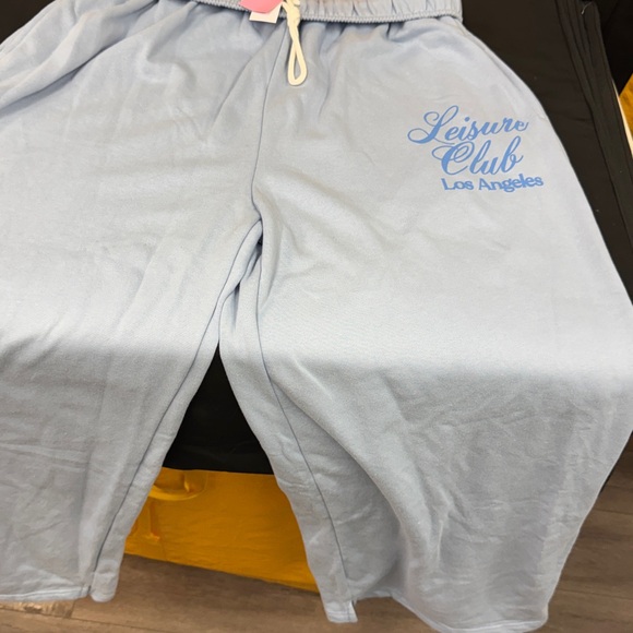 Mighty Fine Light Blue Leisure Club Los Angeles Sweatpants size 1x fold over - Picture 3 of 3